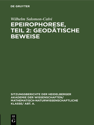 cover image of Epeirophorese, Teil 2